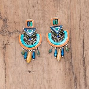 1pair Enamel Earrings, Random Bead Color